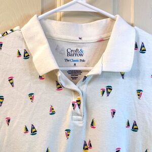 Croft & Barrow Jersey The Classic Polo Sailboat Print Colorful Nautical WM SZ M